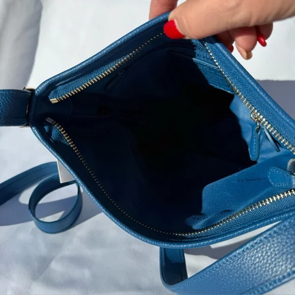 Coach Cobalt Blue Leather Studded Duffel Bucket Bag Gold Studs 2014 34506 - Picture 6 of 12